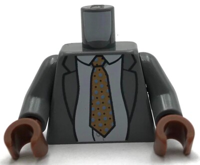 Lego New Dark Bluish Gray Torso Suit Jacket White Shirt Medium