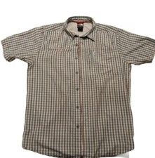 The North Face Polo Shirt Mens Medium Plaid Short Sleeve Shirt With Zip Pockets