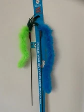 GO CAT TAIL STICK TOY FLUFFY BOA INTERACTIVE TEASER ASSORTED COLORS