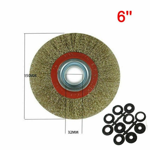 125mm/150mm/200mm ROUND BRASS PLATED STEEL WIRE BRUSH WHEEL FOR BENCH GRINDER - Picture 11 of 12