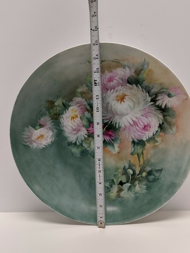 ANTIKE ROSENTHAL BAYERN WANDBEHANG PLATTE SCHALE HANDBEMALT FLORAL 15" - Bild 6 von 9