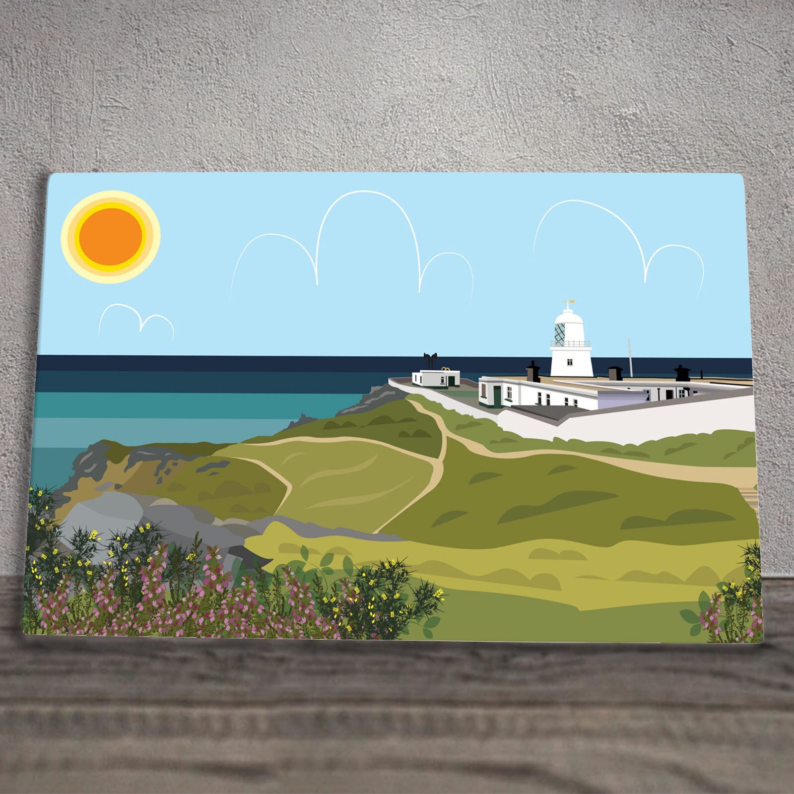 Pendeen Lighthouse Ceramic Tile Plaque Sign Nautical Wall Art By Kate Pearson
