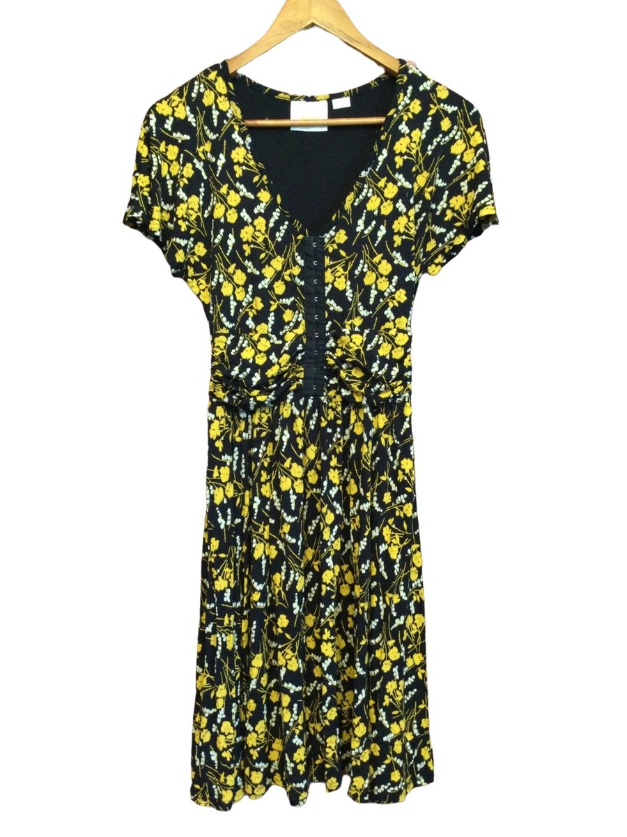 Maeve Anthropologie Midi Dress Small floral short sleeve V-neck cottagecore  | eBay