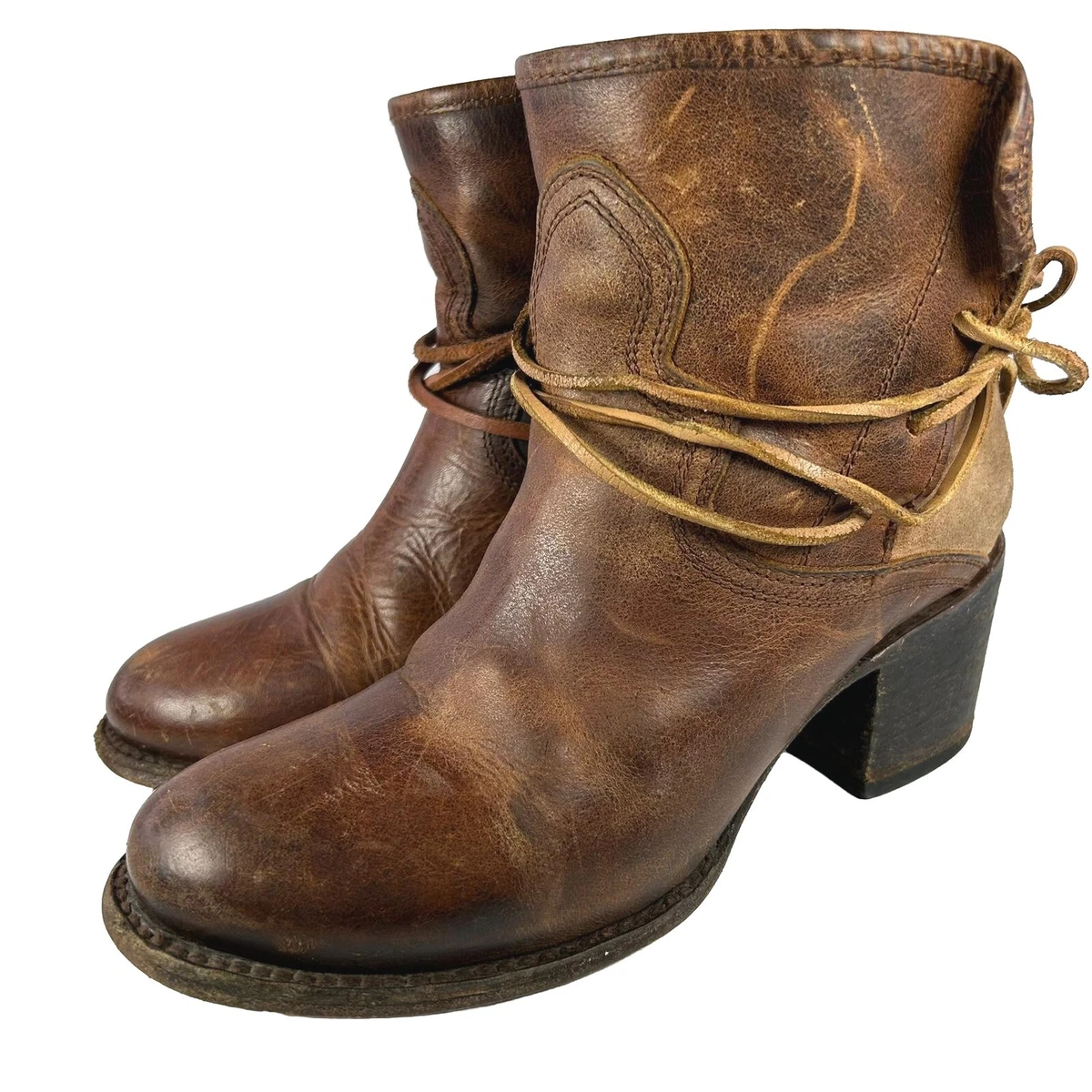 Freebird by Steven Women s Casey Booties US 8 Brown Lace Western Ankle Boots