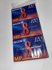 New Sealed Sony P6-120MP 3 Pack 8mm MP Blank Video Cassettes 120 min