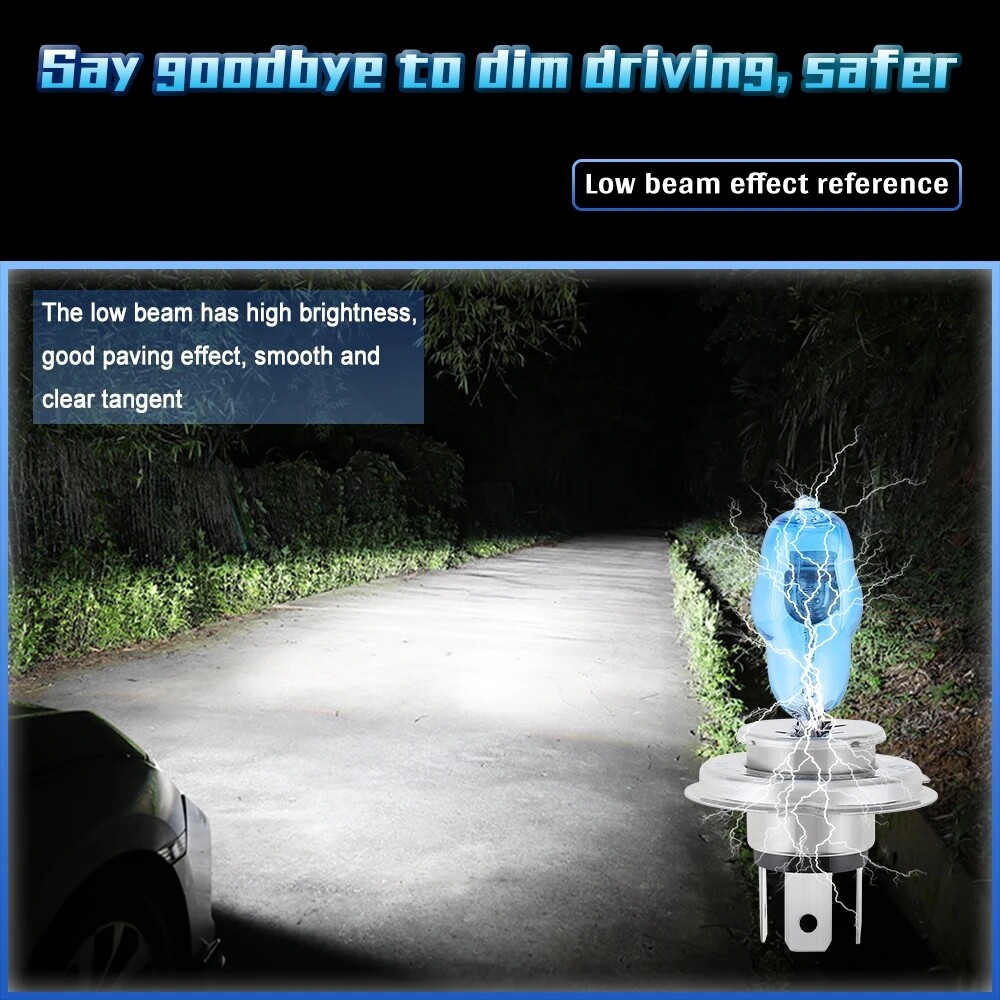 Car Head Light Globes H4 Light Bulb 100/90W 6000K 12V Xenon Super White