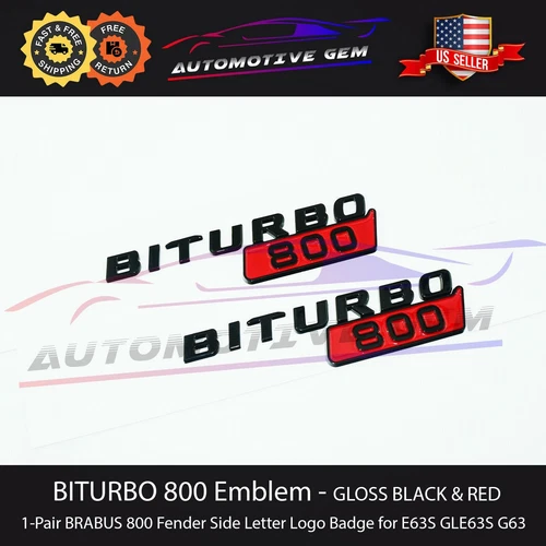 BRABUS BITURBO 800 Fender AMG Emblem GLOSS BLACK RED Mercedes E63 G63 GT63 GLE63