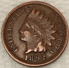 1892 US Indian Head Cent 1C Penny - VF - #14879