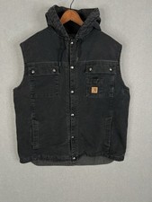 Carhartt Sherpa-Lined Multi-Pocket Hooded Vest  Black  100114-001 Men  s XL
