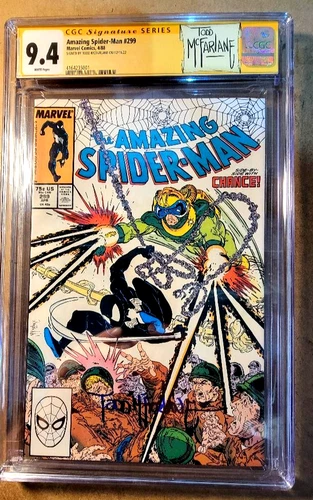 Amazing Spider-Man #299 CGC 9.4 SS Todd McFarlane Custom Label 1st Venom Cameo!