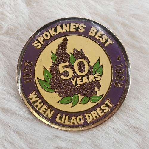 Vtg 1988 Spokane Lilac Festival 50th Anniversary Souvenir Enamel Lapel Pin