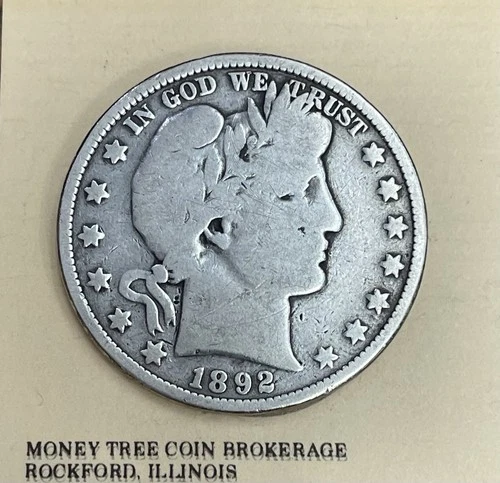 1892 Barber Half Dollar Good/Very Good Condition
