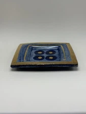 Georges Pelletier Signed Pocket Tray Ceramic Vide Poche 1970's Art Gold Blue