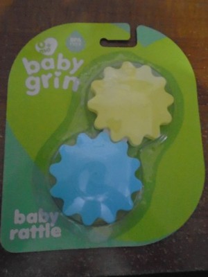 NEW Baby Grin Blue & Yellow Baby Rattle BPA Free
