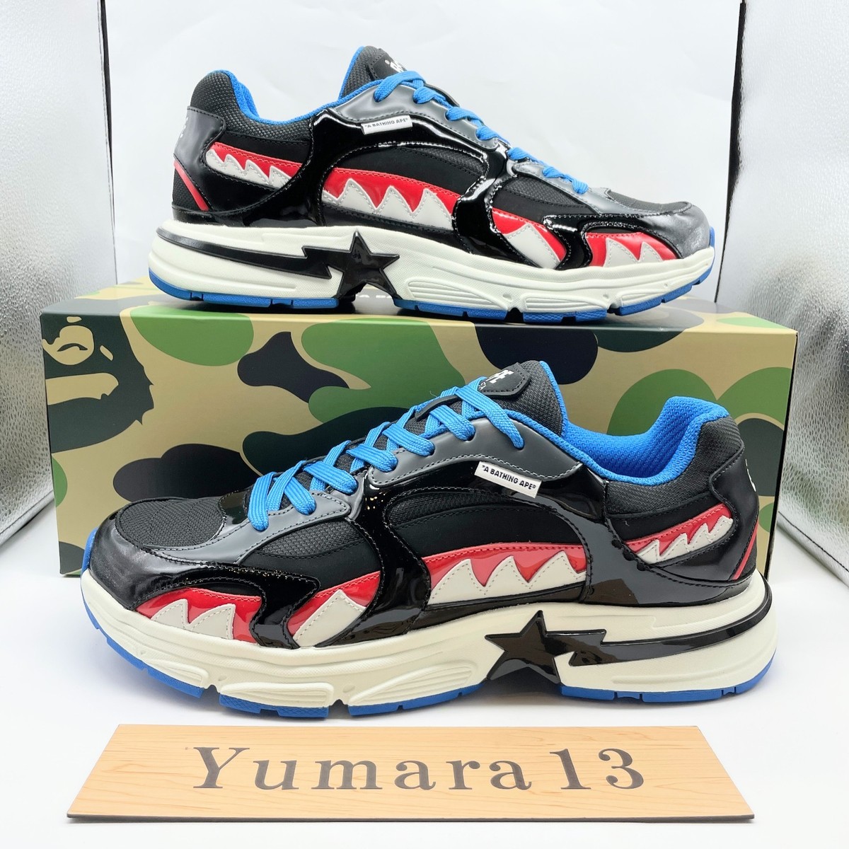 A Bathing Ape Bape Shark Sta #3 Black 1L30-191-321 Men's Size | eBay