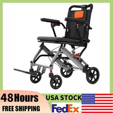 Ultra Lightweight Elderly Wheelchair W/Locking Handbrake Removable Flip Portab
