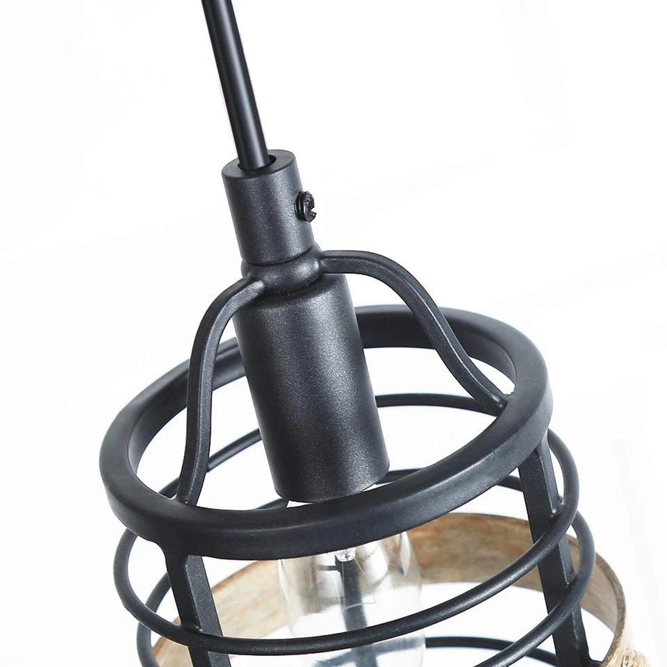 LNC Farmhouse Faux-Wood Pendant Lighting, Rustic Mini Hanging Fixture for Kit... - Image 3 of 4