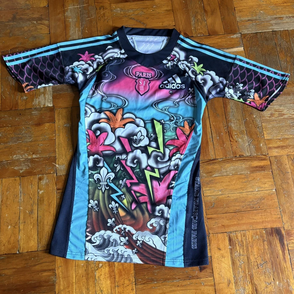 Stade Francais Paris 09-10 Away Adidas Rugby Union T-Shirt - Photo 1/4