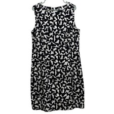 Talbots Butterfly Print Sleeveless Shift Dress Size 14 Garden Club Sunday Vacay