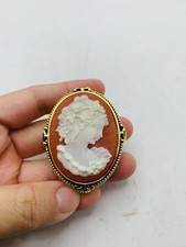 Vintage Estee Lauder Collectible Perfume Compact Gold Tone Cameo Trinket Box