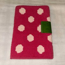 Kate Spade Bathroom Rug Bathmat Hot Pink With Light Pink Polka Dots 17x24” NWT