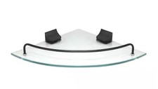 MODONA 9.5 in x 9.5 in Glass Corner Shelf with Oil Rubbed Bronze Rail
