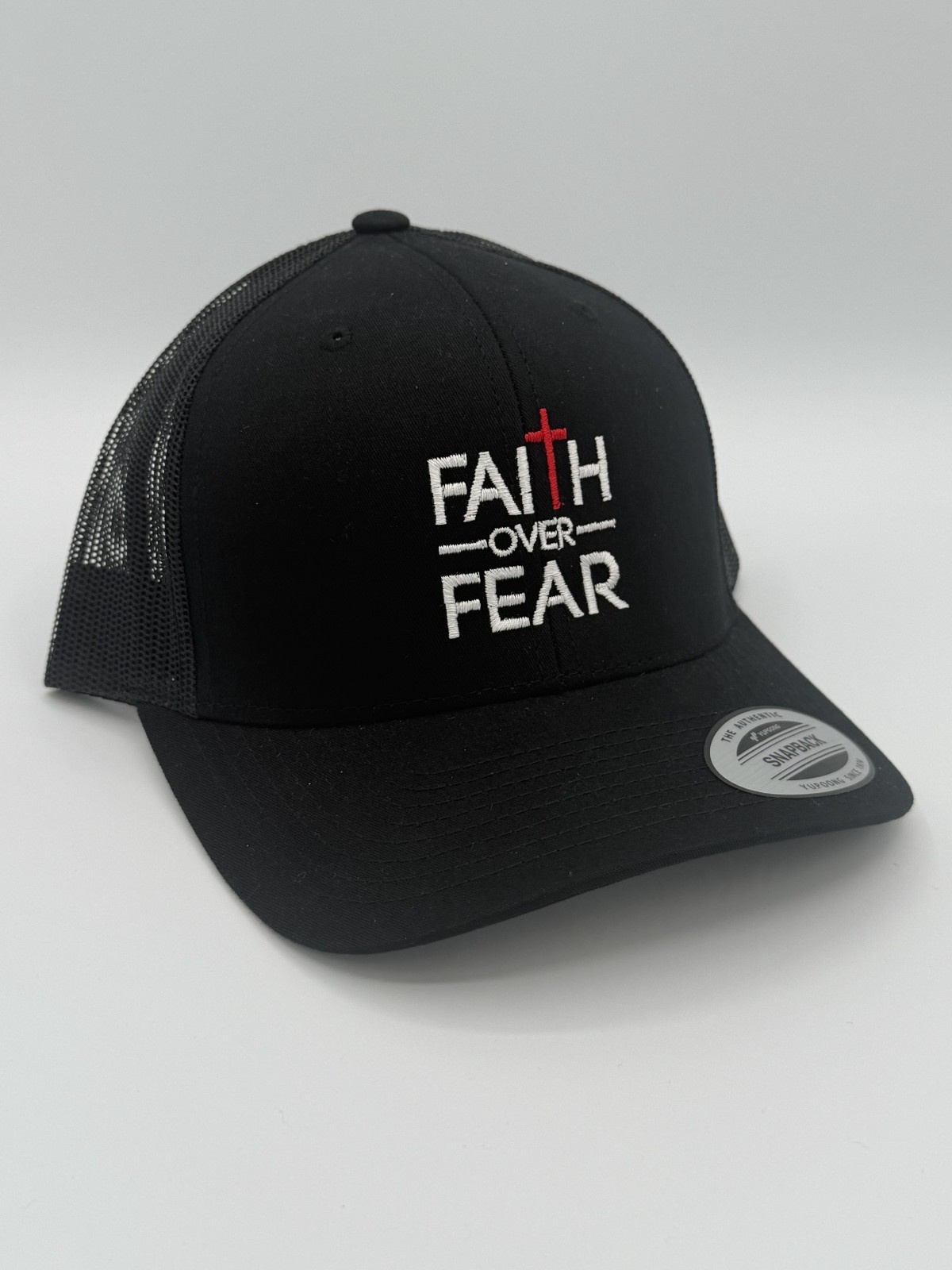 Faith Over Fear Mid-Profile Snapback Cap - Conservative Political Statement Hat