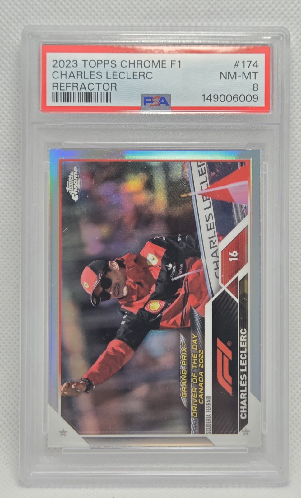 2023 Topps Chrome F1 Charles Leclerc #174 Refractor PSA 8