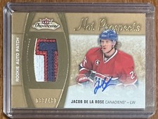 2015-16 Fleer Showcase Hot Prospects Jacob De La Rose AutoPatch Rookie #33/499