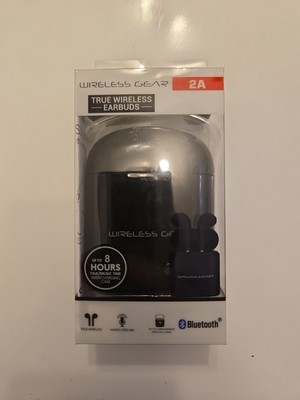 Wireless Gear True Wireless Bluetooth Earbuds BLACK Hands Free With Case