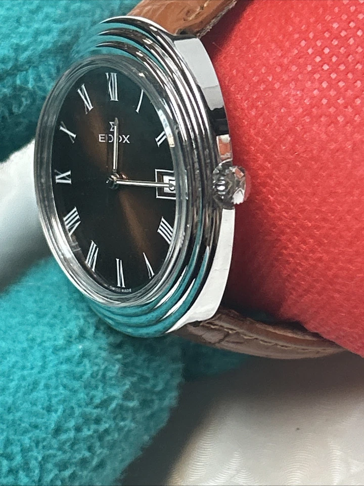 Reloj para hombre raro Edox Disco Volante esfera romana de precisión suiza 422-5200 Foto 4 de 4