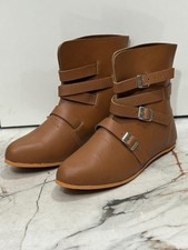 Viking Genuine Leather 3 buckle Boots Brown LARP SCA Reenactment costume