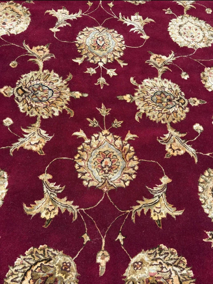 Alfombra de lana acolchada a mano diseño Mahal 8x10 alfombra grande estilo oriental Foto 4 de 4