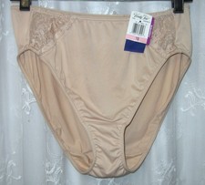 VTG NWT SZ 10 VANITY FAIR RARE NEUTRAL STRETCH NYLON HI-CUT GRANNY PANTIES 13898