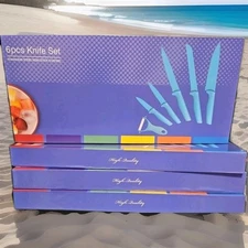 6 pc Kitchen knife set *** Stainless steel with non stick coating ** PURPLE-NEW!