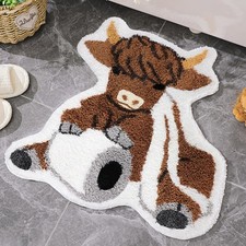 Highland Cow Bathroom Rug Western Cow Print Rug Cute Funny Bath Mat Decorativ...
