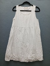 Attard State Women M Dress White Striped Sleeveless Empire Waist Casual Work