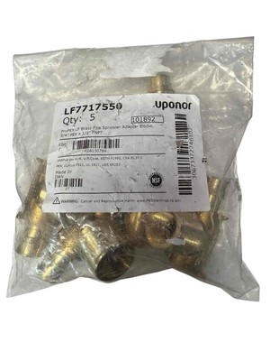 5 Pack Uponor LF7717550 ProPEX LF Brass Fire Sprinkler Adapter Elbow 3/4'' x 1/2''