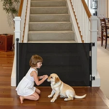 VEVOR Retractable Baby Gate Extends 57 inch Wide 38.5 inch Tall Security Lock Ea