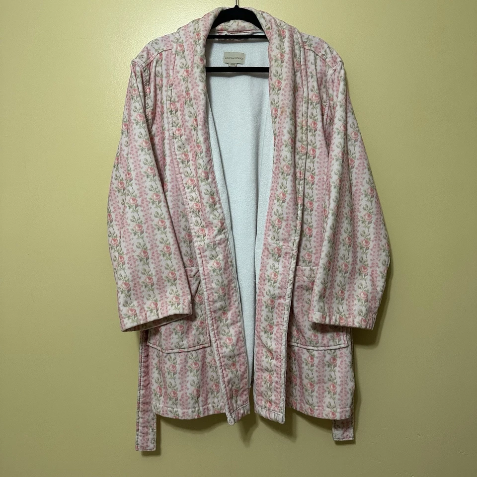 Loveshackfancy Indie Cotton Bath Robe Heavy Women Small Strawberry Macaron - Image 4 of 4