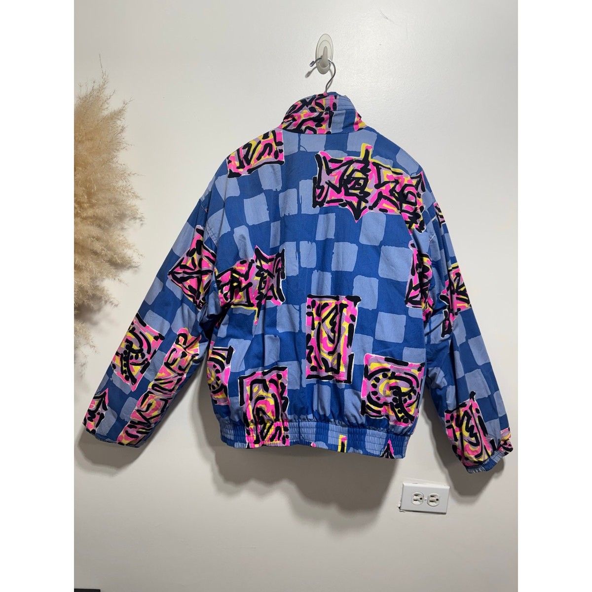 y*e様 希少 60s souvenir jacket rainbow Vintage 90's Quiksilver Australia Bomber Jacket Blue Neon Pink