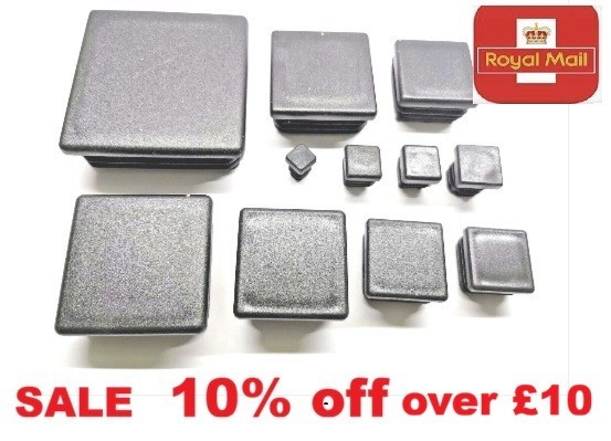 Square Black Plastic End Caps Blanking Plug Box Section Inserts