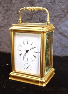 RARE ANTIQUE MOSER GORGE CASE FRENCH BELLSTRIKE CARRIAGE CLOCK REPEATER & ALARM