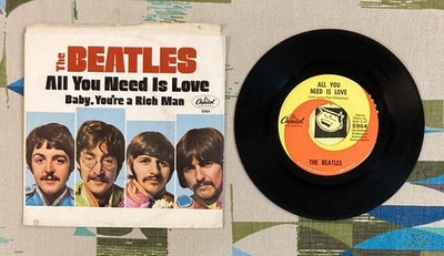 The Beatles 45 w PS All You Need Is Love /Baby, You're a Rich Man 1967 VG+/VG+