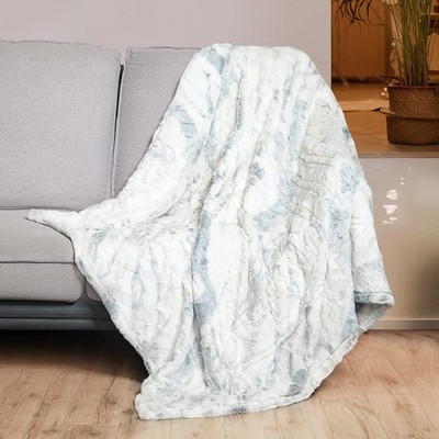 WOOMER [5 Year Warranty] Electric Heated Throw Blanket(50x 60), Soft Faux Fur Fa