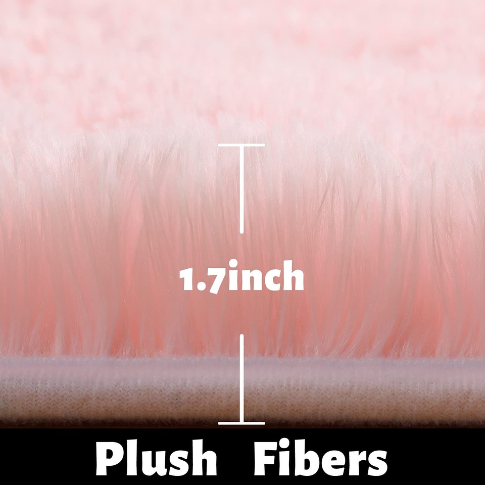 Pink Area Rugs for Bedroom Girls, Living Room Decor, Fluffy Fuzzy Shag ...