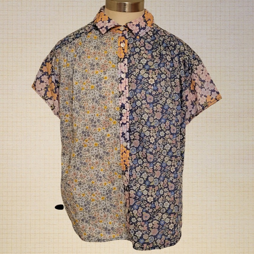 Boho Patchwork Floral Button Up Shirt American Ea… - image 1