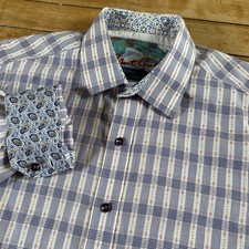 Robert Graham Geometric Button Up Shirt Flip Cuffs Mens L Abstract Office Preppy