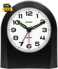 Battery-Powered Analog Alarm Clock, Silent Sweep, Snooze and Light                