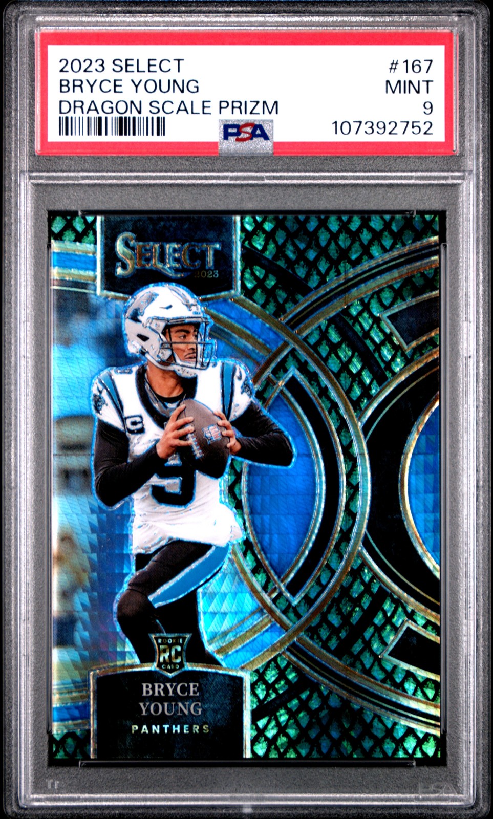 2023 Panini Select #167 Bryce Young Dragon Scale Prizm PSA 9 #/70